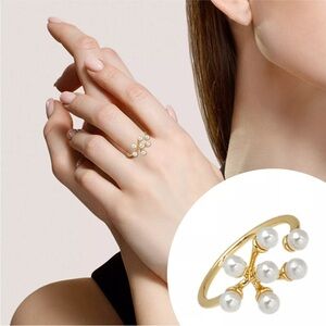 Fashion Ring Creative Gift Butterfly Pearl Drip Glaze Open Ring Female Senior